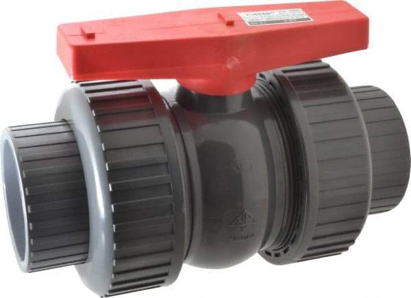 Legend Valve - 3" Pipe, Full Port, PVC True Union Design Ball Valve - Inline - One Way Flow, Solvent x Solvent Ends, Tee Handle, 150 WOG - USA Tool & Supply