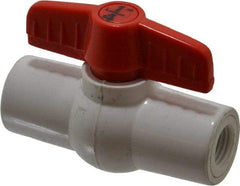 Legend Valve - 1/4" Pipe, Full Port, PVC Miniature Ball Valve - Inline - One Way Flow, FNPT x FNPT Ends, Tee Handle, 150 WOG - USA Tool & Supply