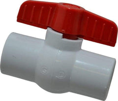 Legend Valve - 3/4" Pipe, Full Port, PVC Miniature Ball Valve - Inline - One Way Flow, FNPT x FNPT Ends, Tee Handle, 150 WOG - USA Tool & Supply