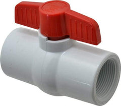 Legend Valve - 1-1/4" Pipe, Full Port, PVC Miniature Ball Valve - Inline - One Way Flow, FNPT x FNPT Ends, Tee Handle, 150 WOG - USA Tool & Supply