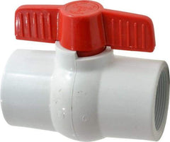 Legend Valve - 2" Pipe, Full Port, PVC Miniature Ball Valve - Inline - One Way Flow, FNPT x FNPT Ends, Tee Handle, 150 WOG - USA Tool & Supply