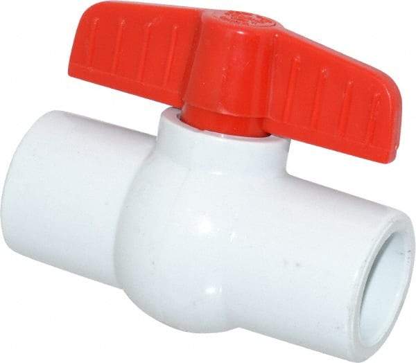 Legend Valve - 3/4" Pipe, Full Port, PVC Miniature Ball Valve - Inline - One Way Flow, Solvent x Solvent Ends, Tee Handle, 150 WOG - USA Tool & Supply