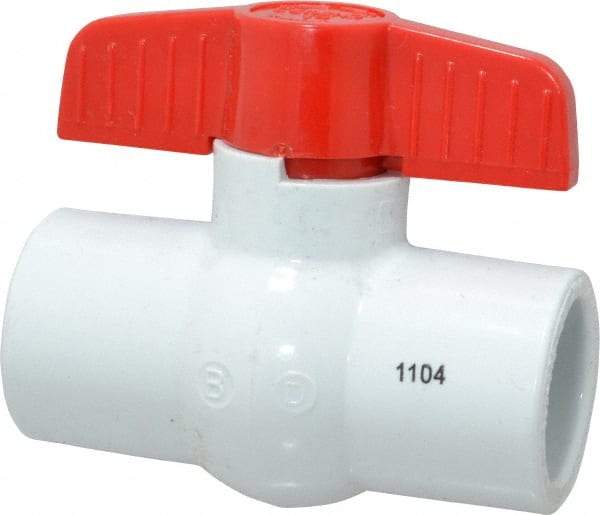Legend Valve - 1" Pipe, Full Port, PVC Standard Ball Valve - Bi-Directional, Solvent x Solvent Ends, Tee Handle, 150 WOG - USA Tool & Supply