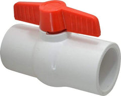 Legend Valve - 2-1/2" Pipe, Full Port, PVC Miniature Ball Valve - Inline - One Way Flow, Solvent x Solvent Ends, Tee Handle, 150 WOG - USA Tool & Supply