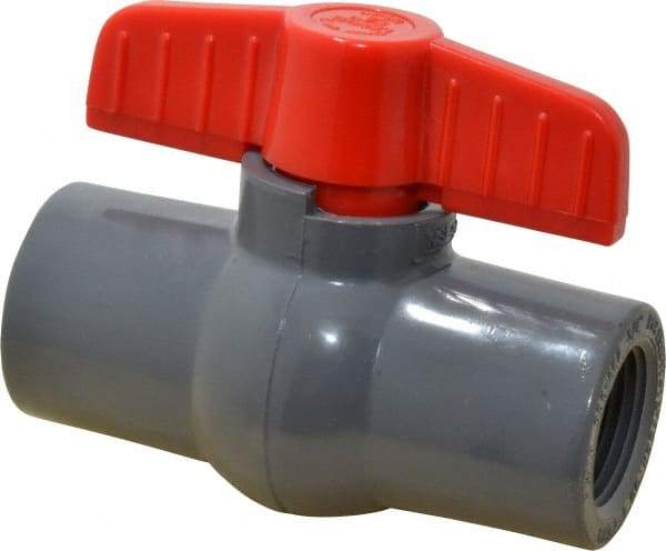 Legend Valve - 3/4" Pipe, Full Port, PVC Miniature Ball Valve - Inline - One Way Flow, FNPT x FNPT Ends, Tee Handle, 150 WOG - USA Tool & Supply