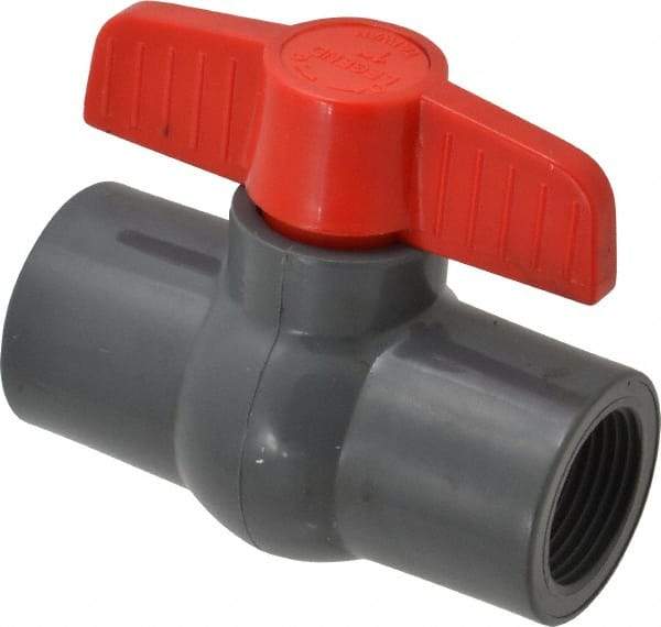 Legend Valve - 1" Pipe, Full Port, PVC Miniature Ball Valve - Inline - One Way Flow, FNPT x FNPT Ends, Tee Handle, 150 WOG - USA Tool & Supply