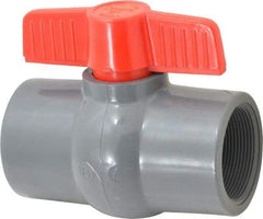 Legend Valve - 2" Pipe, Full Port, PVC Miniature Ball Valve - Inline - One Way Flow, FNPT x FNPT Ends, Tee Handle, 150 WOG - USA Tool & Supply