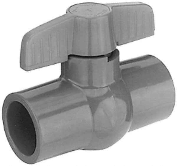 Legend Valve - 1-1/4" Pipe, Full Port, PVC Miniature Ball Valve - Inline - One Way Flow, Solvent x Solvent Ends, Tee Handle, 150 WOG - USA Tool & Supply