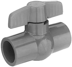 Legend Valve - 1/2" Pipe, Full Port, PVC Miniature Ball Valve - Inline - One Way Flow, Solvent x Solvent Ends, Tee Handle, 150 WOG - USA Tool & Supply
