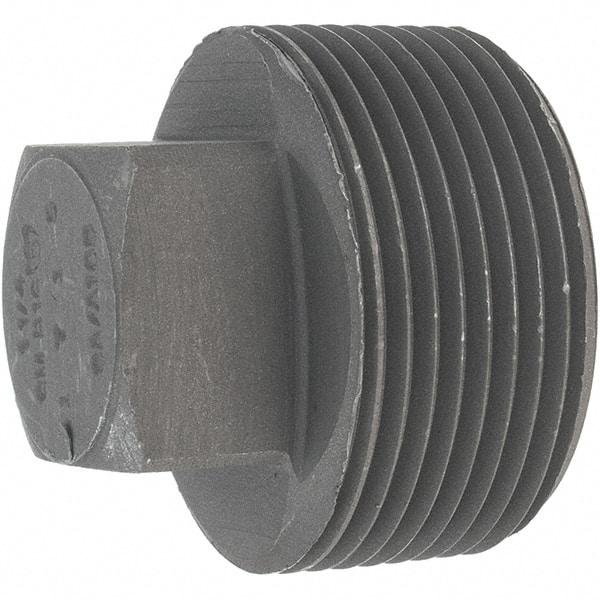 Made in USA - Size 1-1/4", Class 3,000, Forged Carbon Steel Black Pipe Square Plug - 925 psi, Threaded End Connection - USA Tool & Supply
