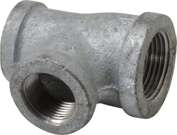 Made in USA - Class 150, 1 x 3/4 x 3/4" Galvanized Pipe Reducing Tee - Threaded, Malleable Iron - USA Tool & Supply