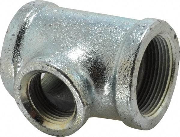 Made in USA - Class 150, 1-1/2 x 1-1/2 x 1" Galvanized Pipe Reducing Tee - Threaded, Malleable Iron - USA Tool & Supply