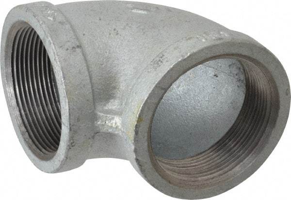 Made in USA - Class 150, 2" Galvanized Pipe 90° Elbow - Threaded, Malleable Iron - USA Tool & Supply