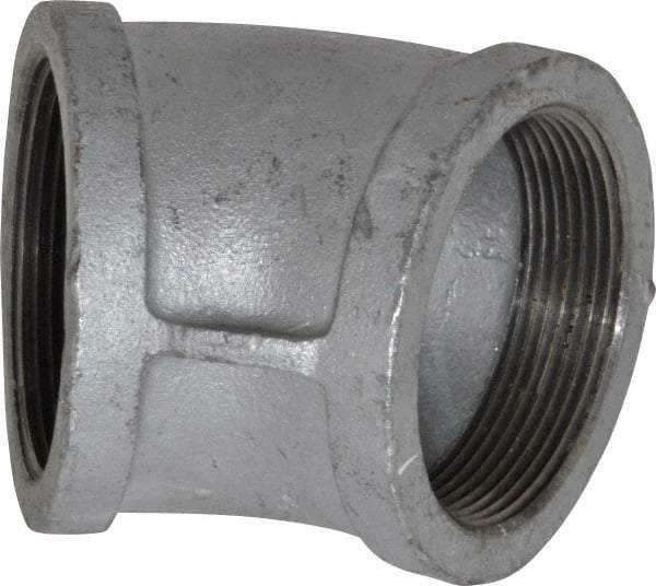Made in USA - Class 150, 3" Galvanized Pipe 45° Elbow - Threaded, Malleable Iron - USA Tool & Supply