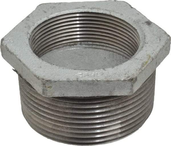Made in USA - Class 150, 2-1/2 x 2" Galvanized Pipe Hex Bushing - Threaded, Malleable Iron - USA Tool & Supply