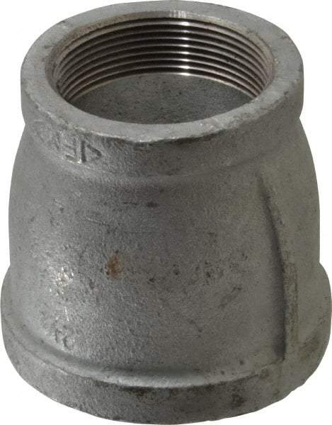 Made in USA - Class 150, 2-1/2 x 2" Galvanized Pipe Reducing Coupling - Threaded, Malleable Iron - USA Tool & Supply