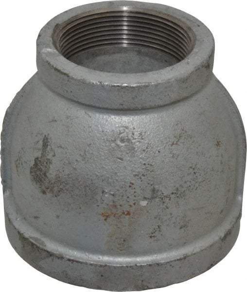 Made in USA - Class 150, 3 x 2" Galvanized Pipe Reducing Coupling - Threaded, Malleable Iron - USA Tool & Supply