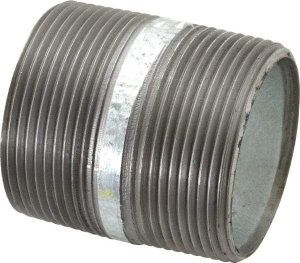 Made in USA - Schedule 40, 2-1/2 x 3" Galvanized Pipe Nipple - Threaded Steel - USA Tool & Supply