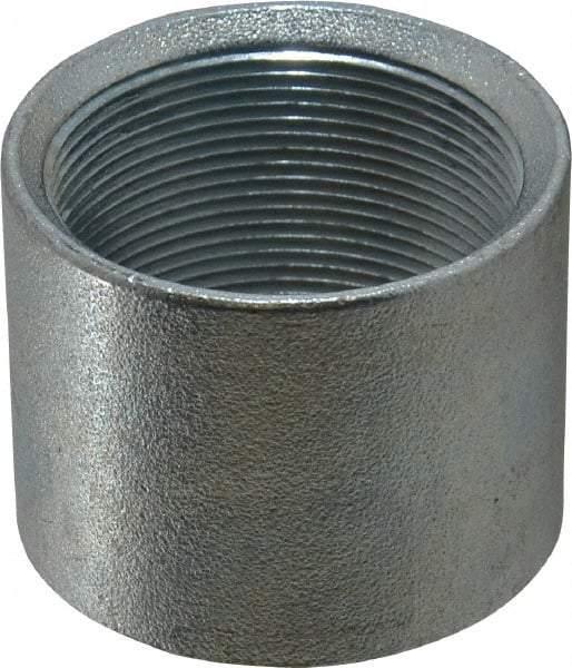 Made in USA - Class 150, 2" Galvanized Pipe Coupling - Threaded, Malleable Iron - USA Tool & Supply
