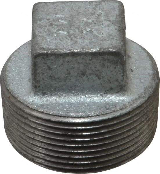 Made in USA - Class 150, 1-1/2" Galvanized Pipe Square Plug - Threaded, Malleable Iron - USA Tool & Supply