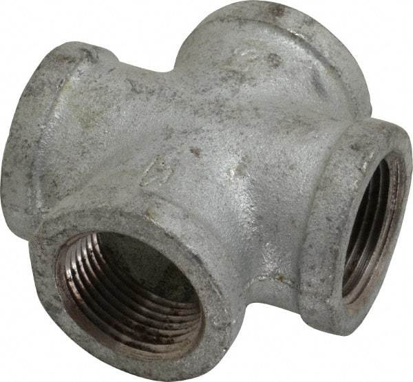 Made in USA - Class 150, 1" Galvanized Pipe Cross - Threaded, Malleable Iron - USA Tool & Supply