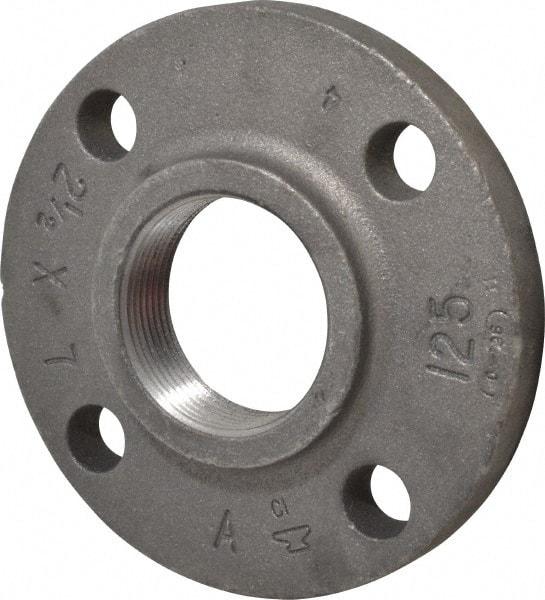 Made in USA - 2-1/2" Pipe, 7" OD, 1-1/8" Hub Length, Iron Threaded Pipe Flange - 3-9/16" Across Bolt Hole Centers, 7/8" Bolt Hole, 175 psi, Class 125 - USA Tool & Supply