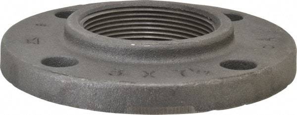 Made in USA - 3" Pipe, 7-1/2" OD, 1-3/16" Hub Length, Iron Threaded Pipe Flange - 4-1/4" Across Bolt Hole Centers, 7/8" Bolt Hole, 175 psi, Class 125 - USA Tool & Supply