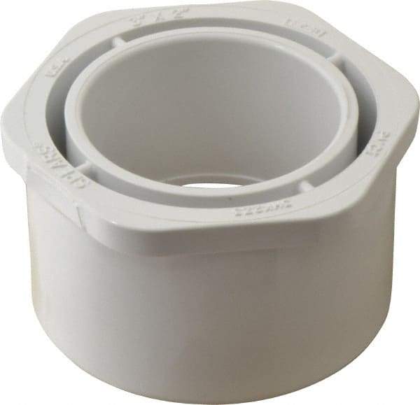Value Collection - 3 x 2" PVC Plastic Pipe Bushing - Schedule 40, Spig x Slip End Connections - USA Tool & Supply
