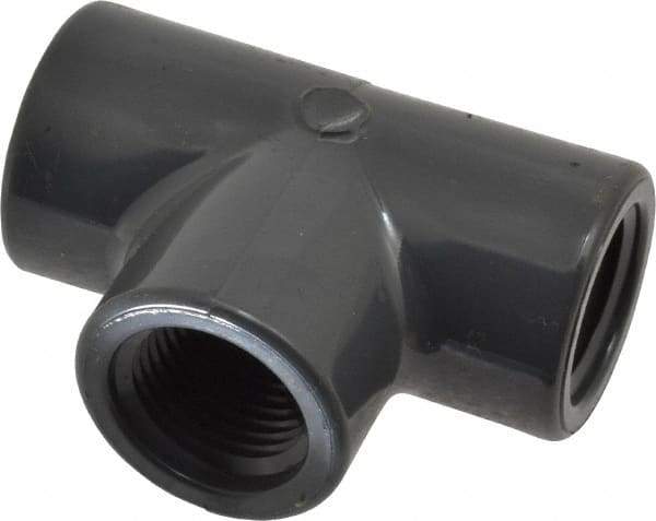 Value Collection - 1/2" PVC Plastic Pipe Tee - Schedule 80, FIPT x FIPT x FIPT End Connections - USA Tool & Supply