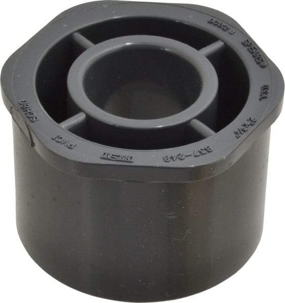 Value Collection - 2 x 3/4" PVC Plastic Pipe Bushing - Schedule 80, Spig x Slip End Connections - USA Tool & Supply