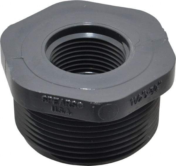 Value Collection - 1-1/2 x 3/4" PVC Plastic Pipe Bushing - Schedule 80, MIPT x FIPT End Connections - USA Tool & Supply