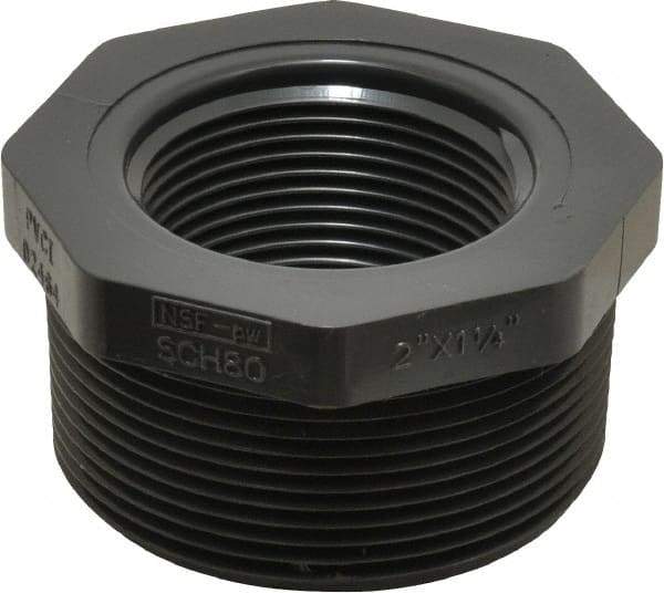 Value Collection - 2 x 1-1/4" PVC Plastic Pipe Bushing - Schedule 80, MIPT x FIPT End Connections - USA Tool & Supply