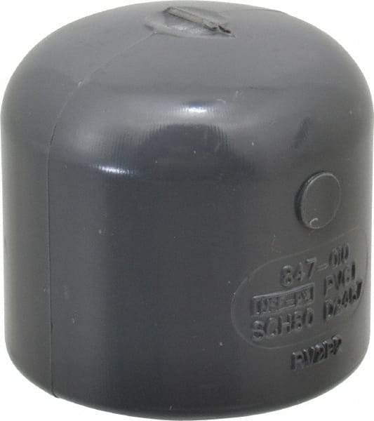 Value Collection - 1" PVC Plastic Pipe End Cap - Schedule 80, Slip End Connections - USA Tool & Supply