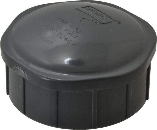 Value Collection - 3" PVC Plastic Pipe End Cap - Schedule 80, FIPT End Connections - USA Tool & Supply