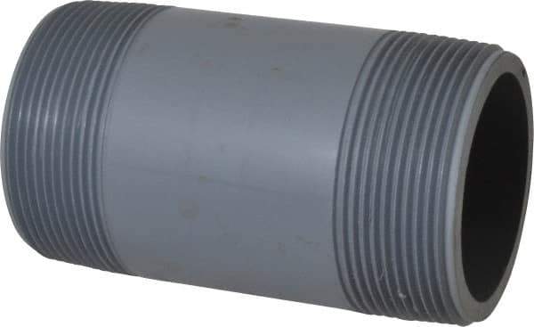 Value Collection - 2" Pipe, 4" Long CPVC Threaded Plastic Pipe Nipple - Schedule 80, Gray - USA Tool & Supply
