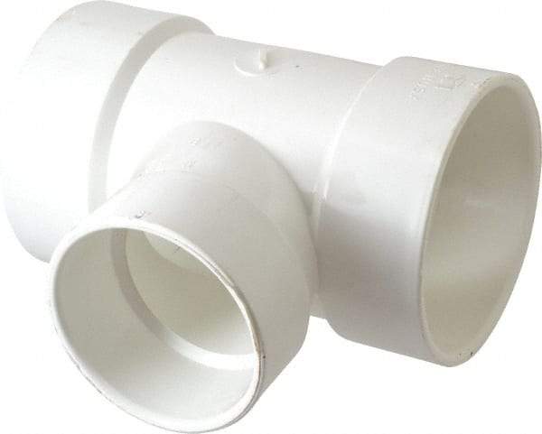 B&K Mueller - 4 x 4 x 3", PVC Drain, Waste & Vent Pipe Reducing Sanitary Tee - Hub x Hub x Hub - USA Tool & Supply