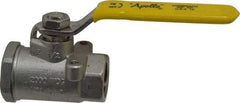 Apollo - 1/2" Pipe, Stainless Steel Standard Ball Valve - 2 Piece, Inline - One Way Flow, FNPT x FNPT Ends, Lever Handle, 2,000 WOG, 150 WSP - USA Tool & Supply