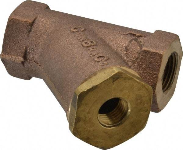 Conbraco - 3/8" Pipe, FNPT Ends, Cast Bronze Y-Strainer - 400 psi WOG Rating - USA Tool & Supply