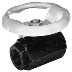 Apollo - 1-1/4" Pipe, Bronze Standard Ball Valve - 2 Piece, Inline - One Way Flow, FNPT x FNPT Ends, Round Wheel Handle, 1,500 WOG, 150 WSP - USA Tool & Supply