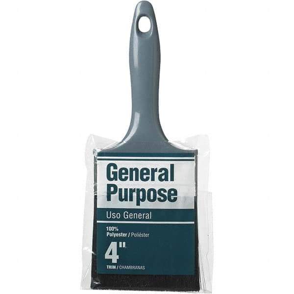 Rubberset - 4" Flat Synthetic Trim Brush - Plastic Beavertail Handle - USA Tool & Supply