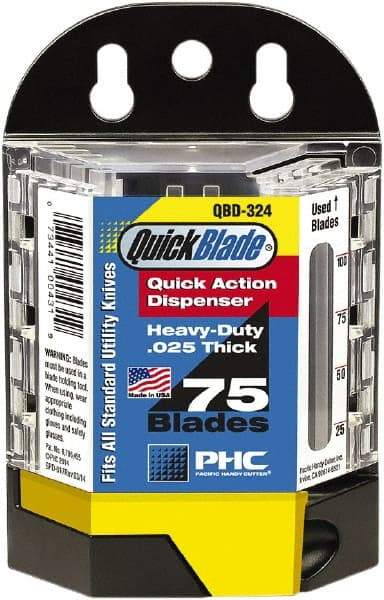 PHC - 1 Piece Steel Utility Knife Blade - 114mm OAL, 0.025" Blade Thickness - USA Tool & Supply