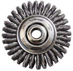 Osborn - 4-1/8" OD, 5/8-11 Arbor Hole, Stringer Bead Steel Wheel Brush - 3/16" Face Width, 7/8" Trim Length, 0.02" Filament Diam, 20,000 RPM - USA Tool & Supply