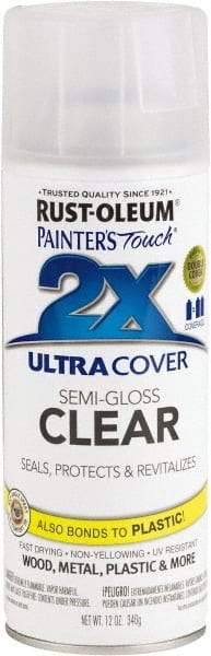 Rust-Oleum - Clear, Semi Gloss, Enamel Spray Paint - 8 Sq Ft per Can, 12 oz Container, Use on Multipurpose - USA Tool & Supply