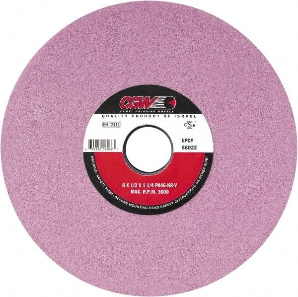 Camel Grinding Wheels - 10" Diam x 3" Hole x 1" Thick, J Hardness, 46 Grit Surface Grinding Wheel - Aluminum Oxide, Type 1, Medium Grade, Vitrified Bond, No Recess - USA Tool & Supply