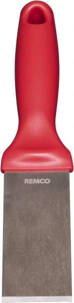 Remco - Stiff Stainless Steel Beveled Scraper - 1-1/2" Blade Width x 3-1/2" Blade Length, 5-13/32" Long Ergonomic Polypropylene Handle - USA Tool & Supply