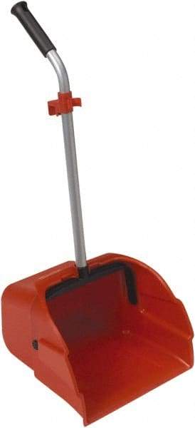 Harper Brush - 14" Wide x 13" Deep x 32" High Handheld Dustpan - Plastic Body, 25" Aluminum Handle, Red - USA Tool & Supply
