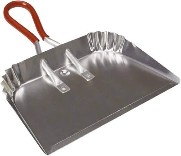Harper Brush - 17" Wide x 10" Deep x 4" High Handheld Dustpan - Aluminum Body, 9" Aluminum Handle, Silver - USA Tool & Supply