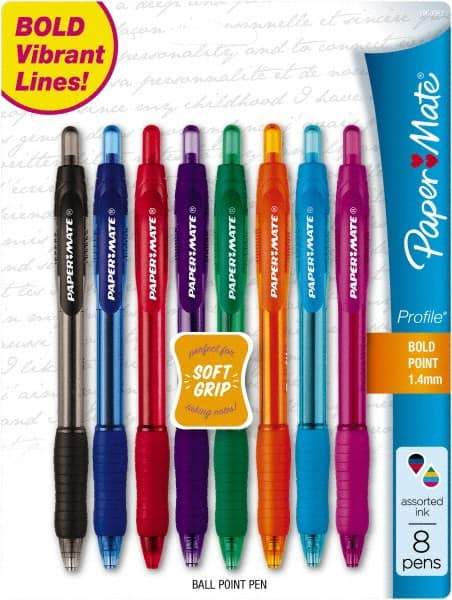 Paper Mate - 1mm Ball Point Retractable Ball Point Pen - Assorted Colors - USA Tool & Supply