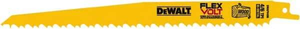 DeWALT - 9" Long x 1" Thick, Bi-Metal Reciprocating Saw Blade - Tapered Profile, 6 TPI, Toothed Edge, Tang Shank - USA Tool & Supply