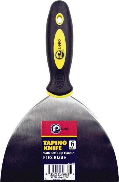 Premier Paint Roller - 6" Wide Spring Blade Steel Taping Knife - Stiff, Soft Grip Plastic Handle, 8.343" OAL - USA Tool & Supply